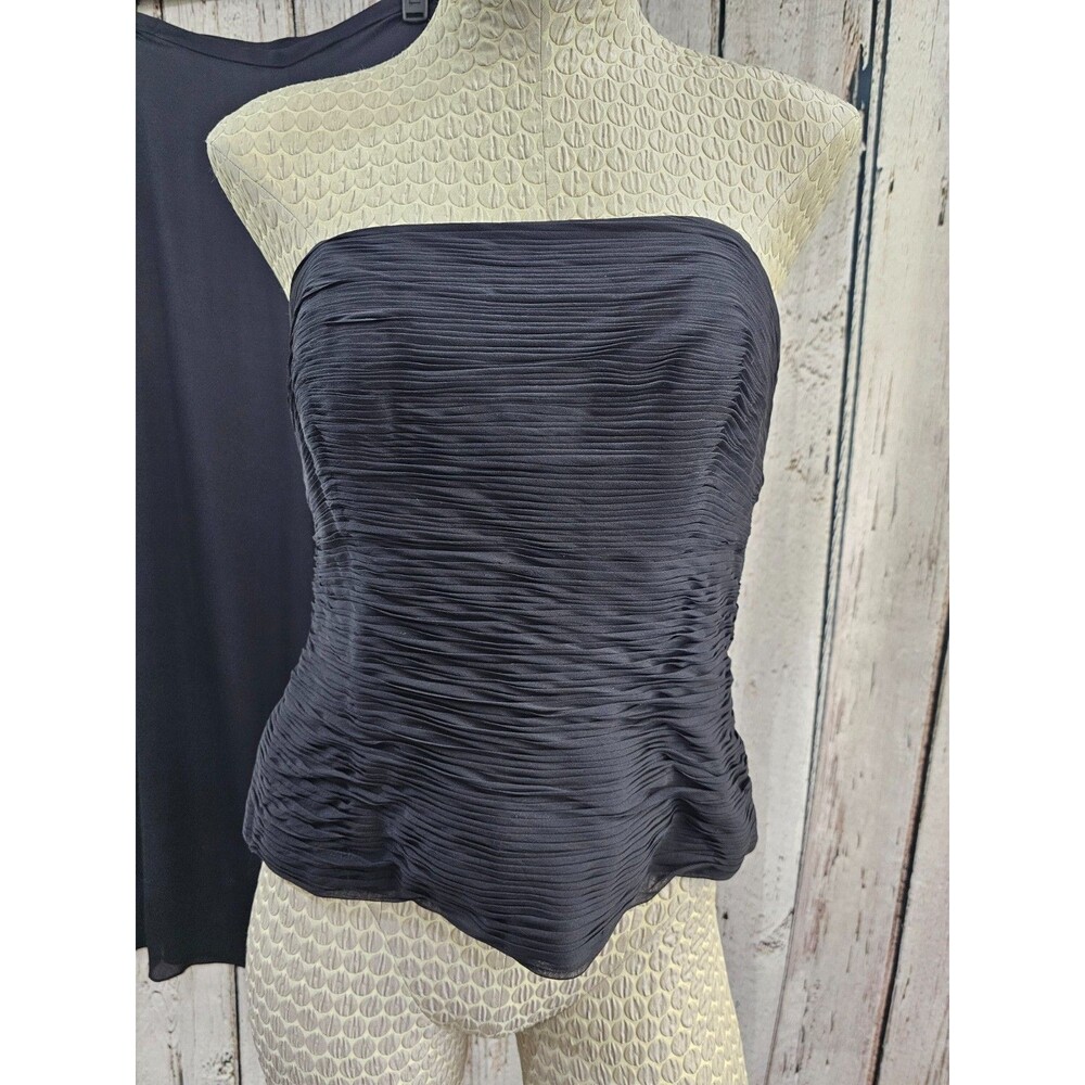 AssAR NY Black 100% Silk Wide Leg Pants Ruched Corset Set Women's 10 EUC - Picture 2 of 10